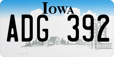 IA license plate ADG392