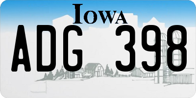 IA license plate ADG398