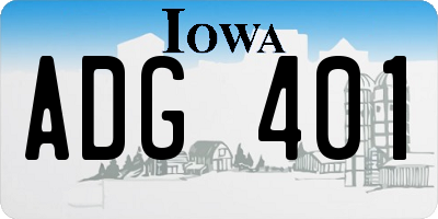 IA license plate ADG401