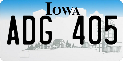IA license plate ADG405