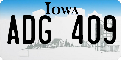IA license plate ADG409
