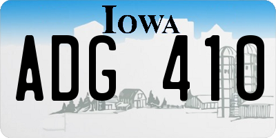 IA license plate ADG410