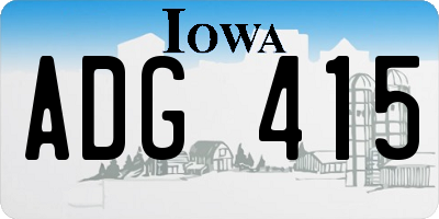 IA license plate ADG415