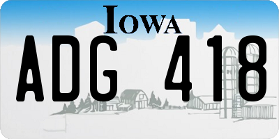 IA license plate ADG418
