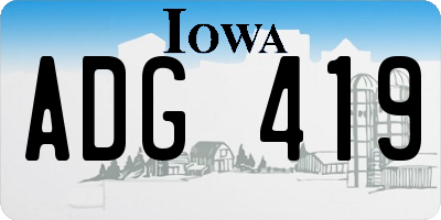 IA license plate ADG419