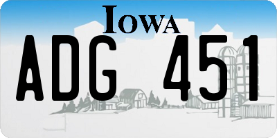 IA license plate ADG451