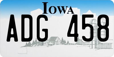 IA license plate ADG458