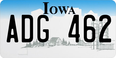 IA license plate ADG462