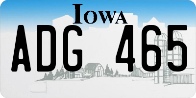 IA license plate ADG465