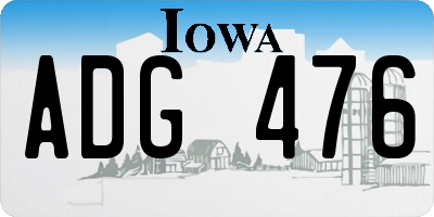 IA license plate ADG476