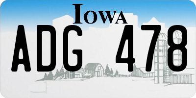 IA license plate ADG478