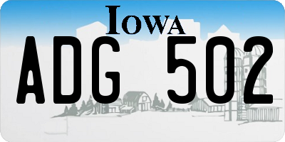 IA license plate ADG502