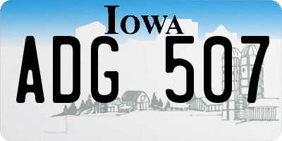 IA license plate ADG507