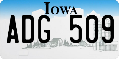 IA license plate ADG509