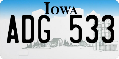 IA license plate ADG533