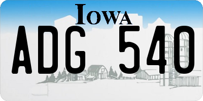 IA license plate ADG540