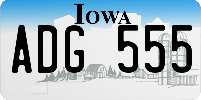 IA license plate ADG555