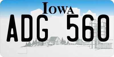 IA license plate ADG560