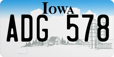 IA license plate ADG578