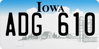 IA license plate ADG610