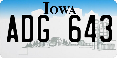 IA license plate ADG643