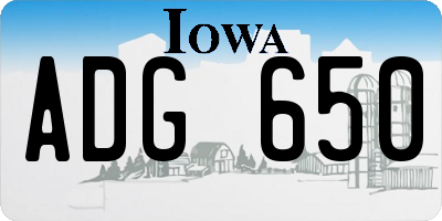 IA license plate ADG650