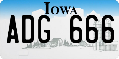 IA license plate ADG666