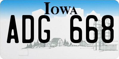 IA license plate ADG668
