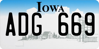 IA license plate ADG669