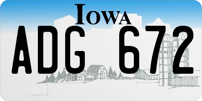 IA license plate ADG672