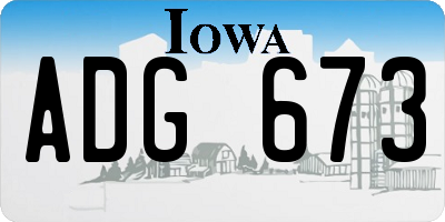 IA license plate ADG673