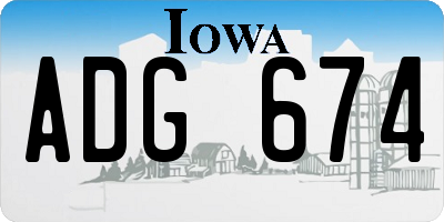 IA license plate ADG674