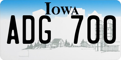 IA license plate ADG700