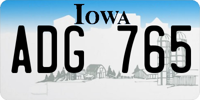 IA license plate ADG765