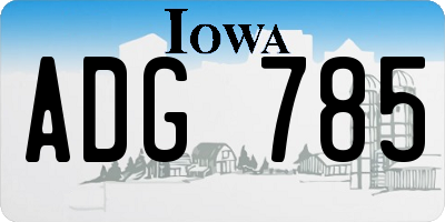 IA license plate ADG785