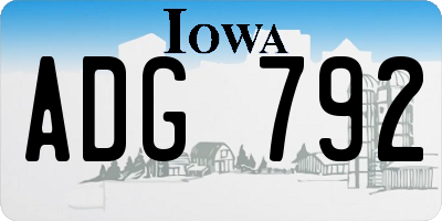IA license plate ADG792