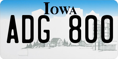 IA license plate ADG800