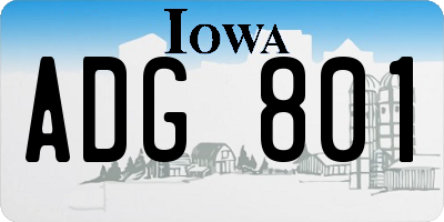 IA license plate ADG801