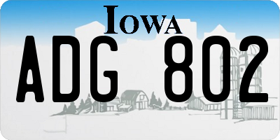 IA license plate ADG802