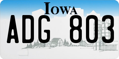 IA license plate ADG803