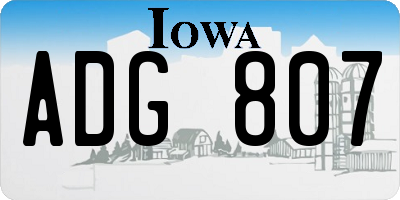 IA license plate ADG807