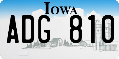 IA license plate ADG810