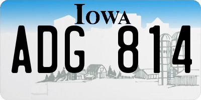 IA license plate ADG814