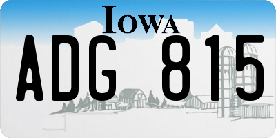 IA license plate ADG815