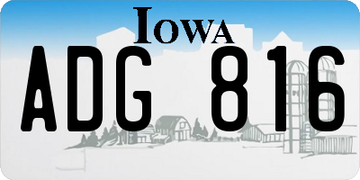 IA license plate ADG816