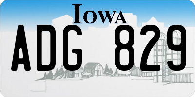 IA license plate ADG829