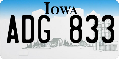 IA license plate ADG833