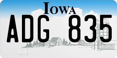 IA license plate ADG835