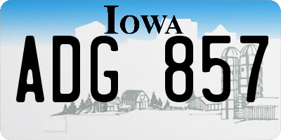 IA license plate ADG857