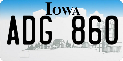 IA license plate ADG860